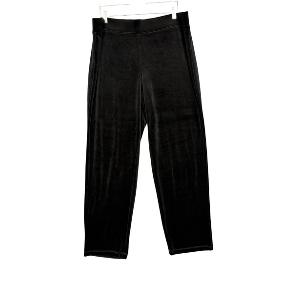 Talbots Pants Womens XL Black Velour High Rise Straight Leg Comfy Holiday NWT - Picture 1 of 11